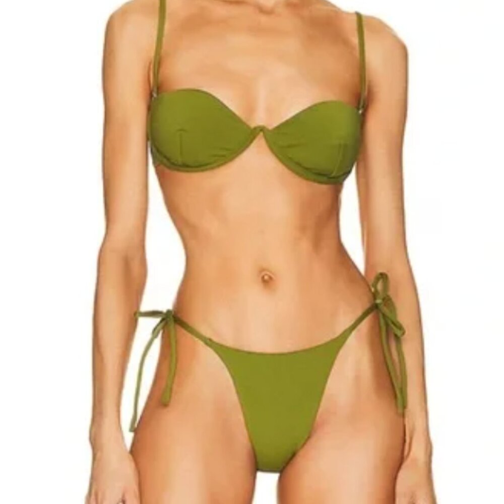 AEXAE Underwire Bralette Bikini Top and Tyra Tie Side Bottoms Size Small